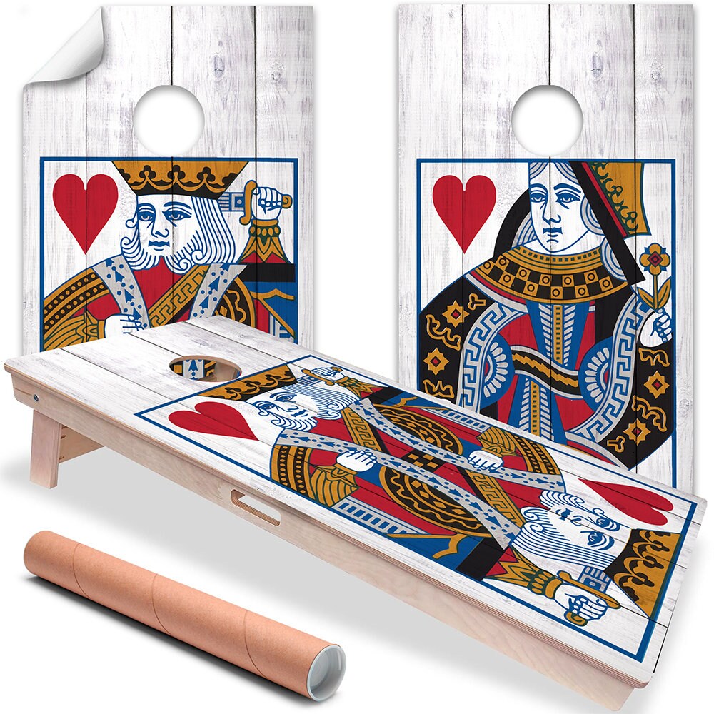 King and Queen of Hearts - Cornhole Board Wrap - Set of 2