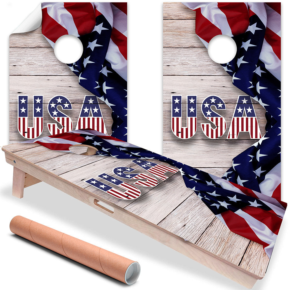 USA American Flag - Cornhole Board Wrap - Set of 2