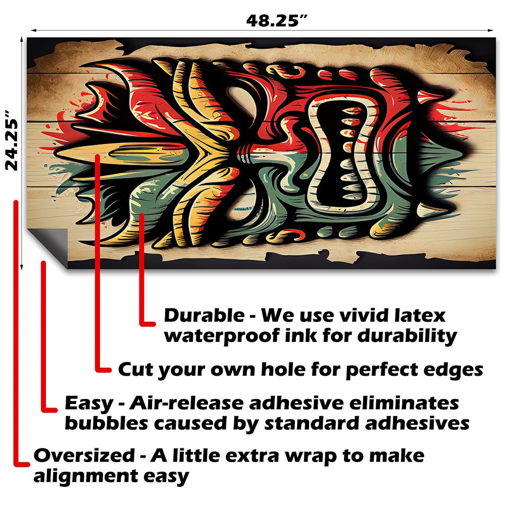 Tropical Tiki Masks - Cornhole Board Wrap - Set of 2