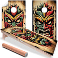 Tropical Tiki Masks - Cornhole Board Wrap - Set of 2