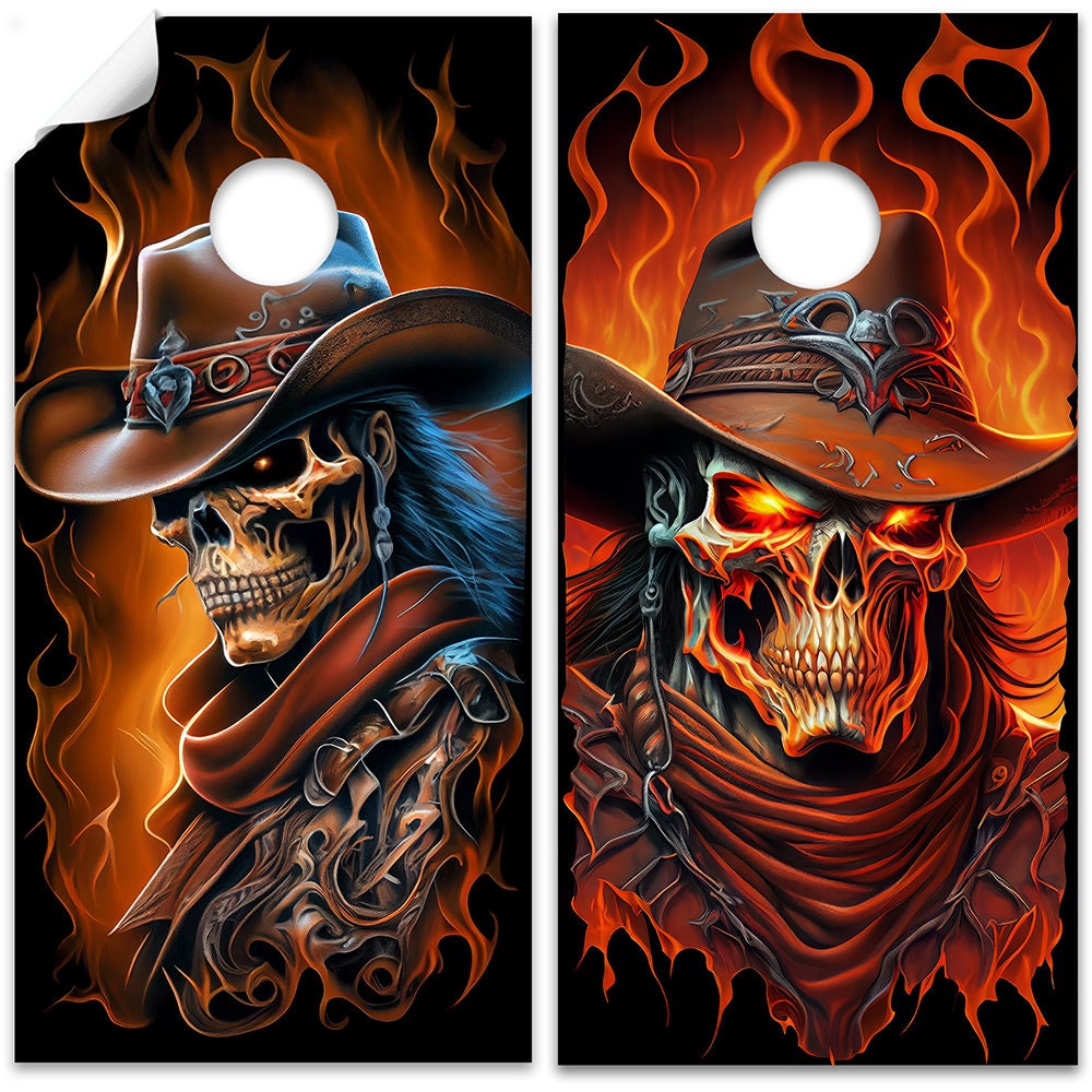 Ghost Cowboys - Cornhole Board Wrap - Set of 2