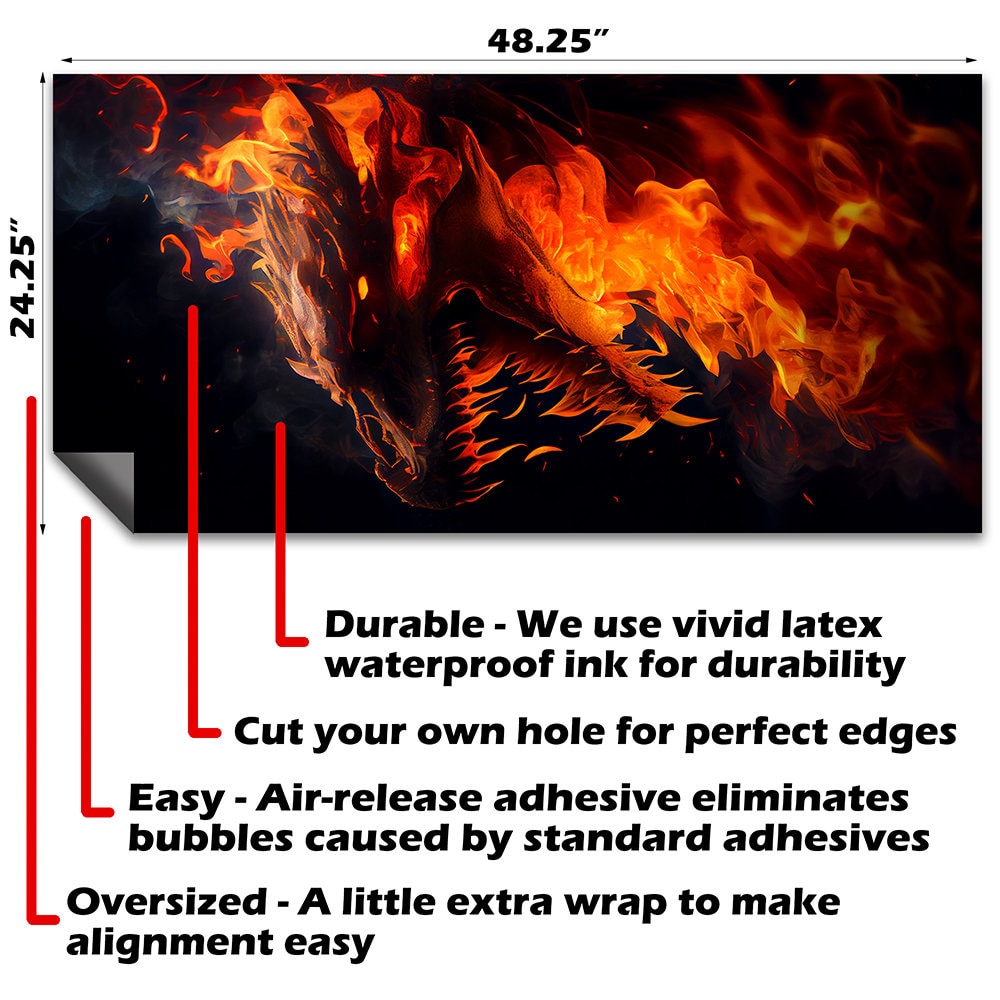 Dragons of Fire - Cornhole Board Wrap - Set of 2