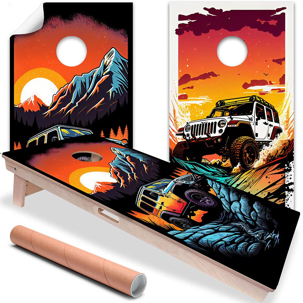 Jeep Adventure - Cornhole Board Wrap - Set of 2