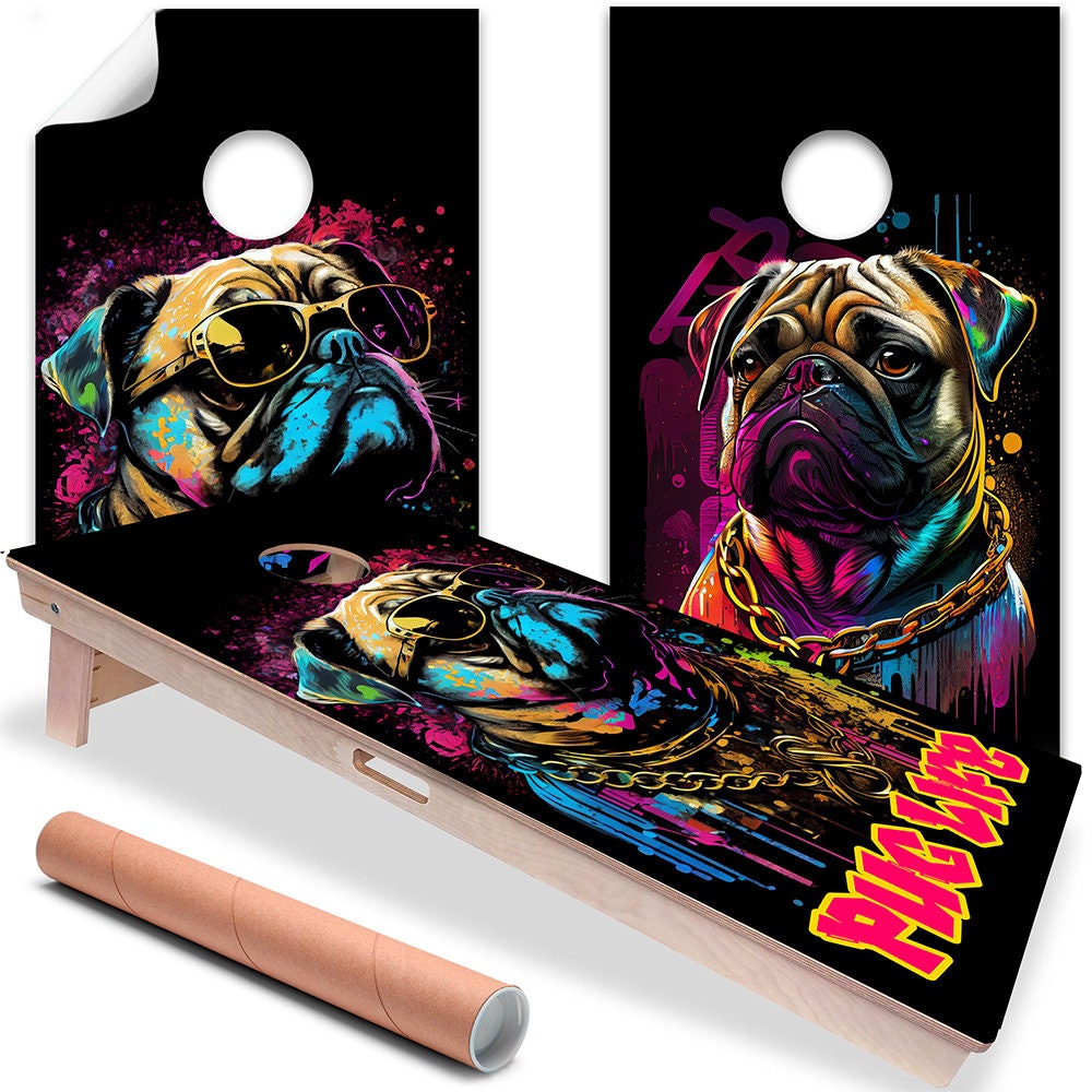 Pug Life - Cornhole Board Wrap - Set of 2