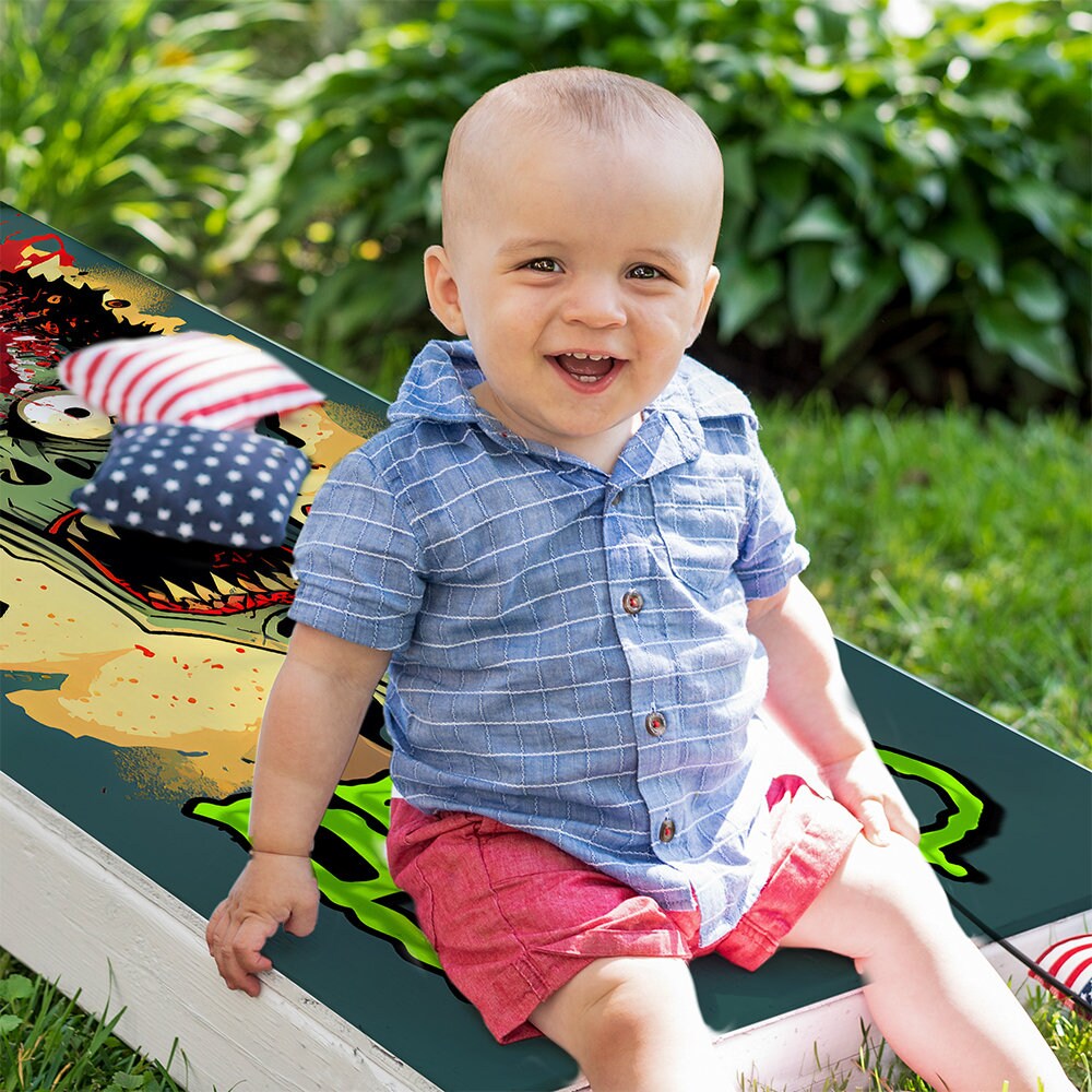 Zombie Headshot - Cornhole Board Wrap - Set of 2