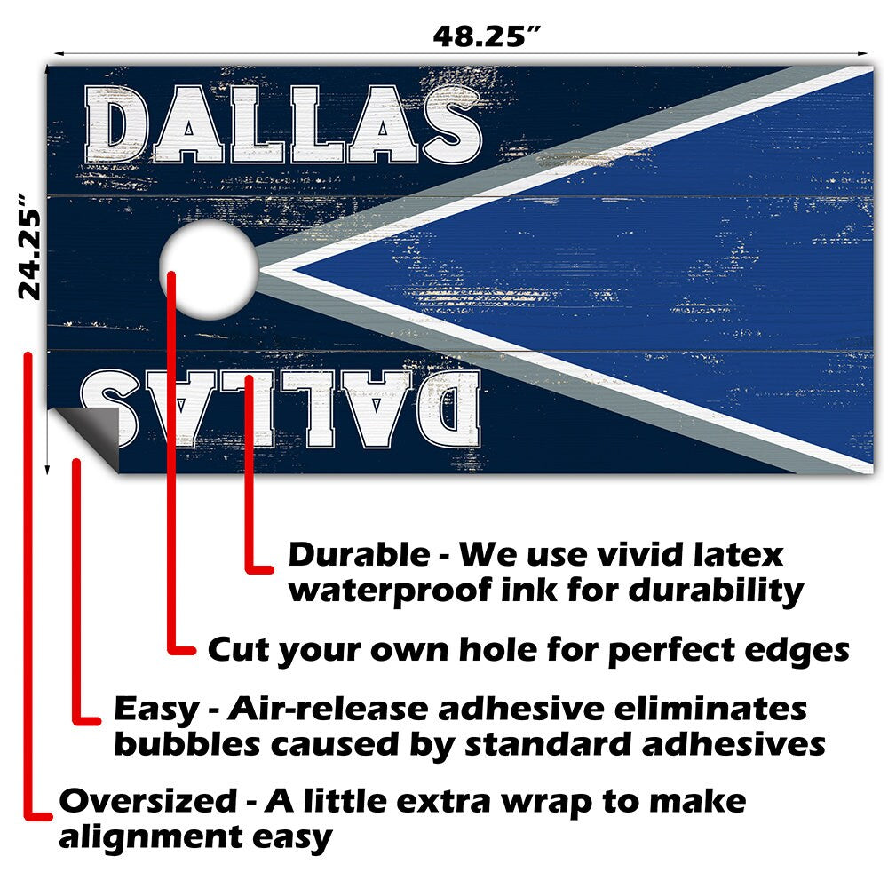 Dallas Football - Cornhole Board Wrap - Set of 2