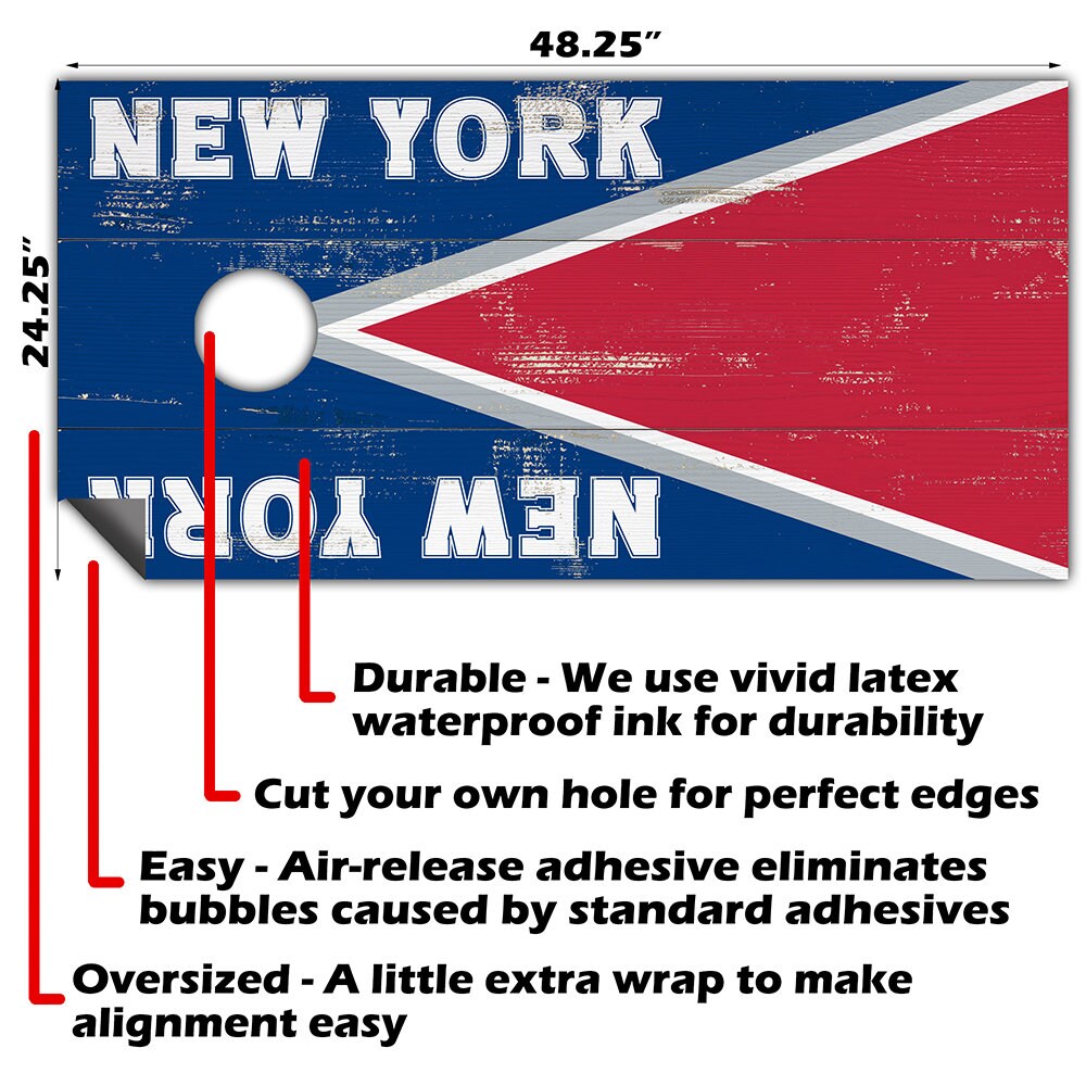 New York Blue Red Football - Cornhole Board Wrap - Set of 2