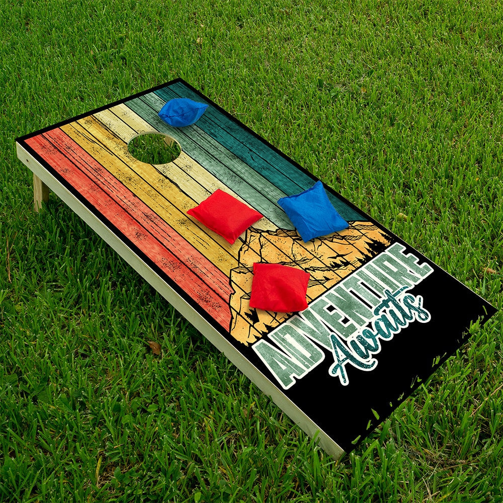 Adventure Awaits - Cornhole Board Wrap - Set of 2
