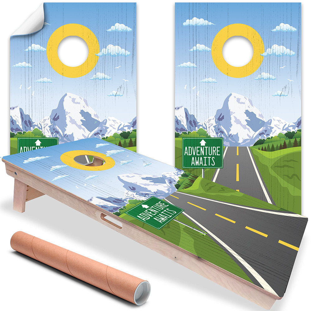 Scenic Road Mountain View - Cornhole Board Wrap - Set of 2
