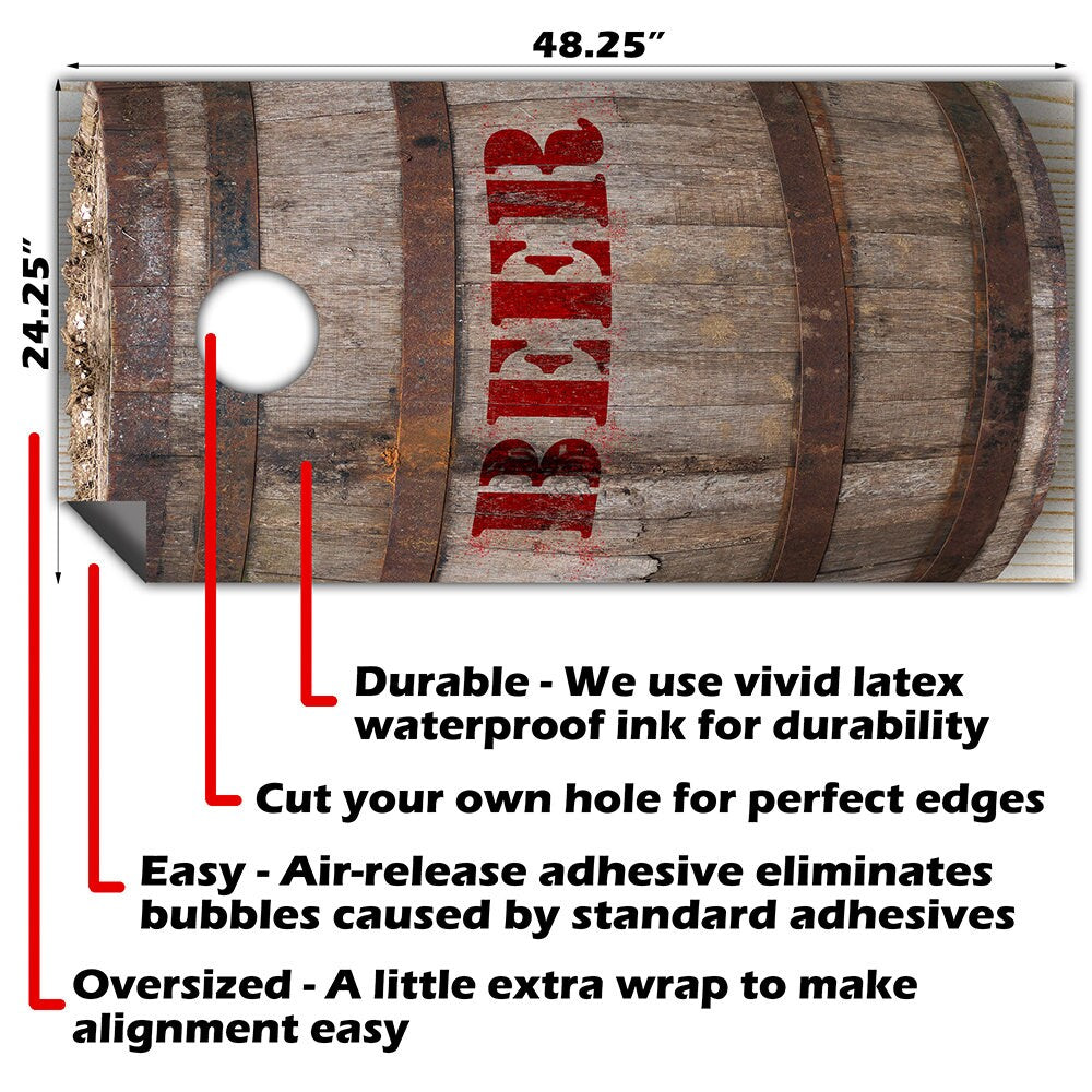 Beer Barrel - Cornhole Board Wrap - Set of 2