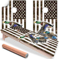 American Camo Flag Duck Flying - Cornhole Board Wrap - Set of 2