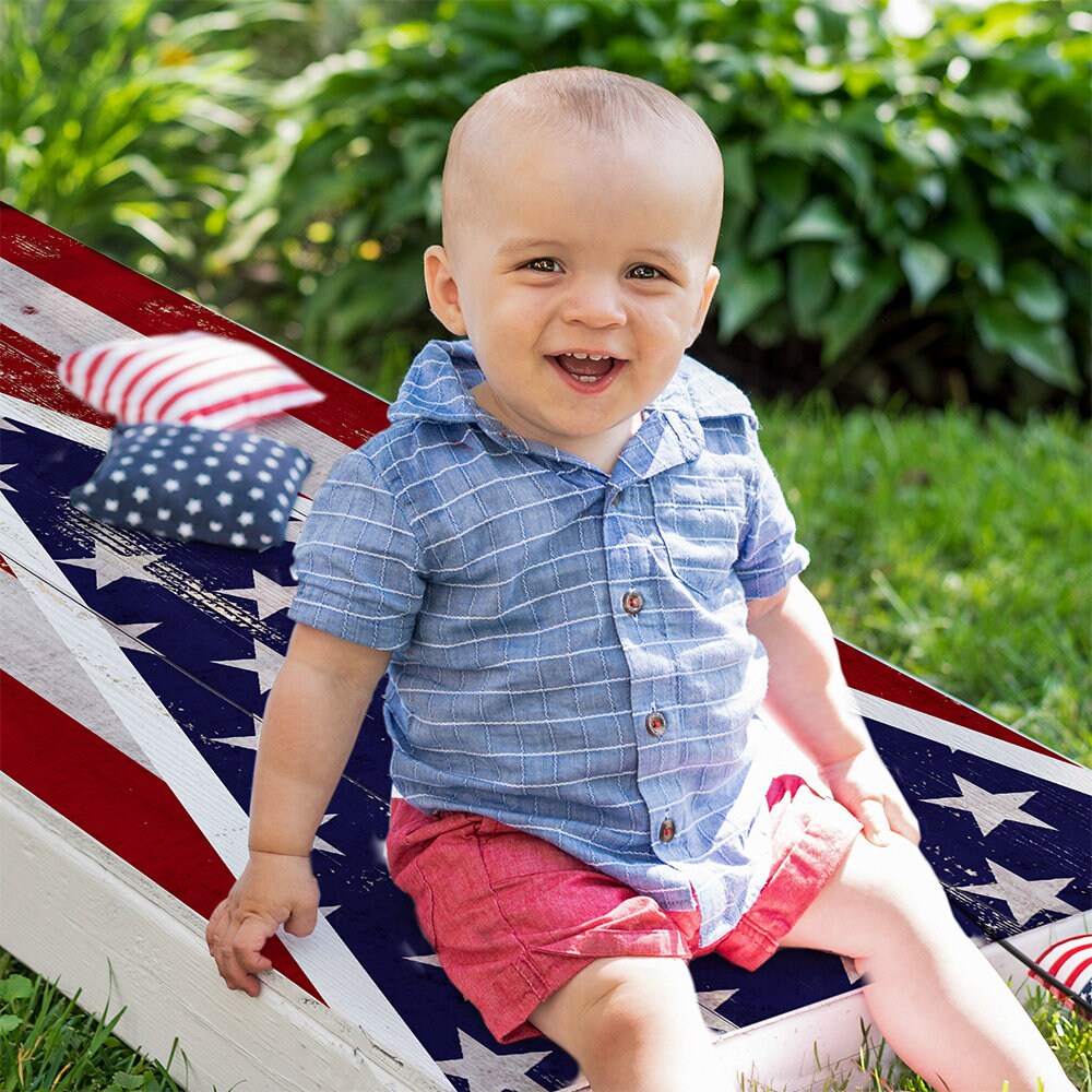 American Flag Triangle - Cornhole Board Wrap - Set of 2