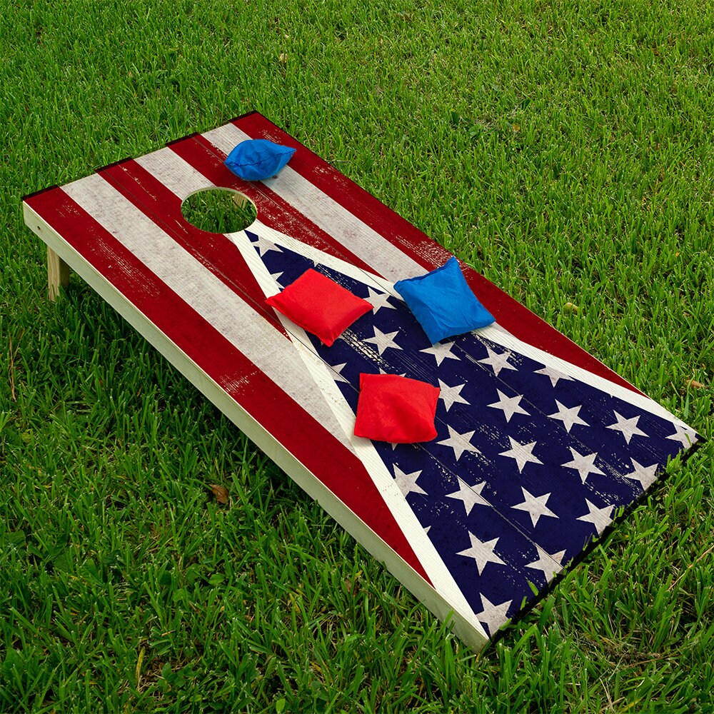 American Flag Triangle - Cornhole Board Wrap - Set of 2