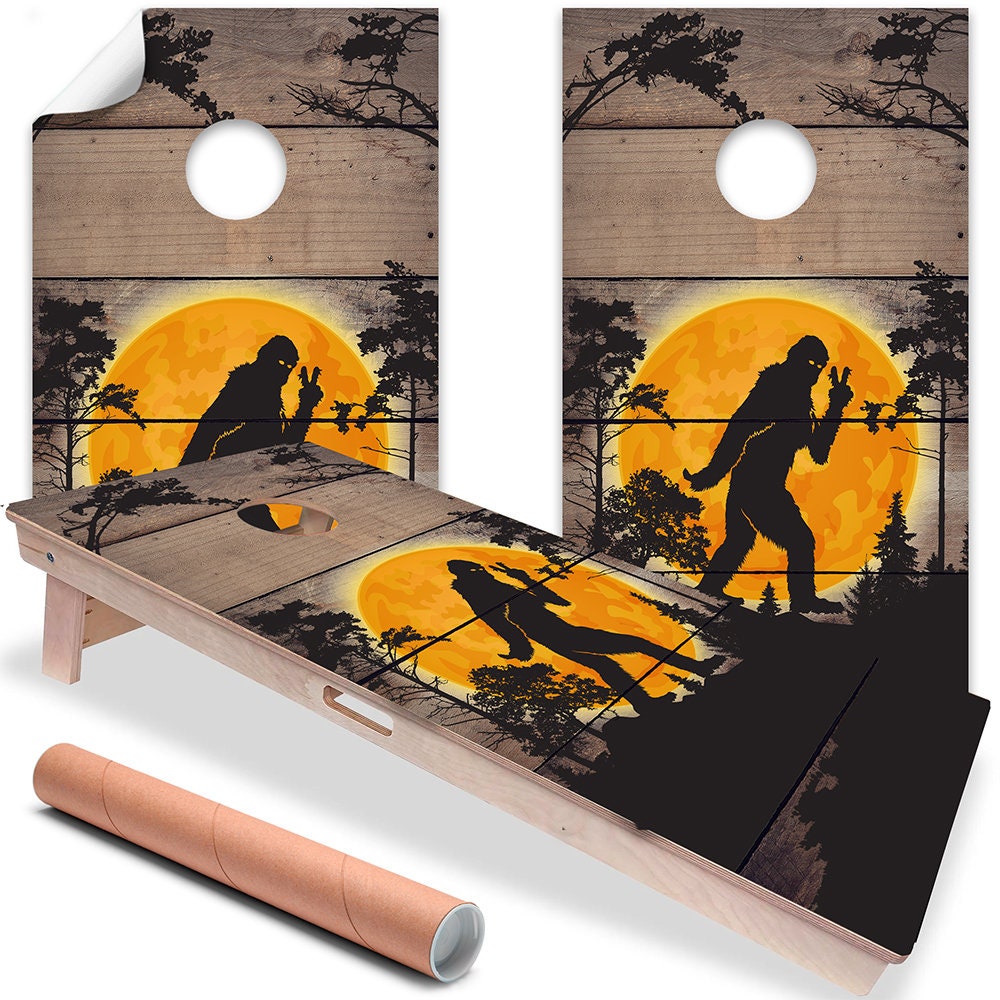 Big Foot in the Woods - Cornhole Board Wrap - Set of 2
