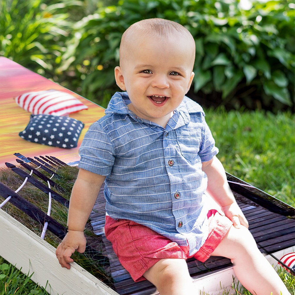 Pier at Sunrise - Cornhole Board Wrap - Set of 2