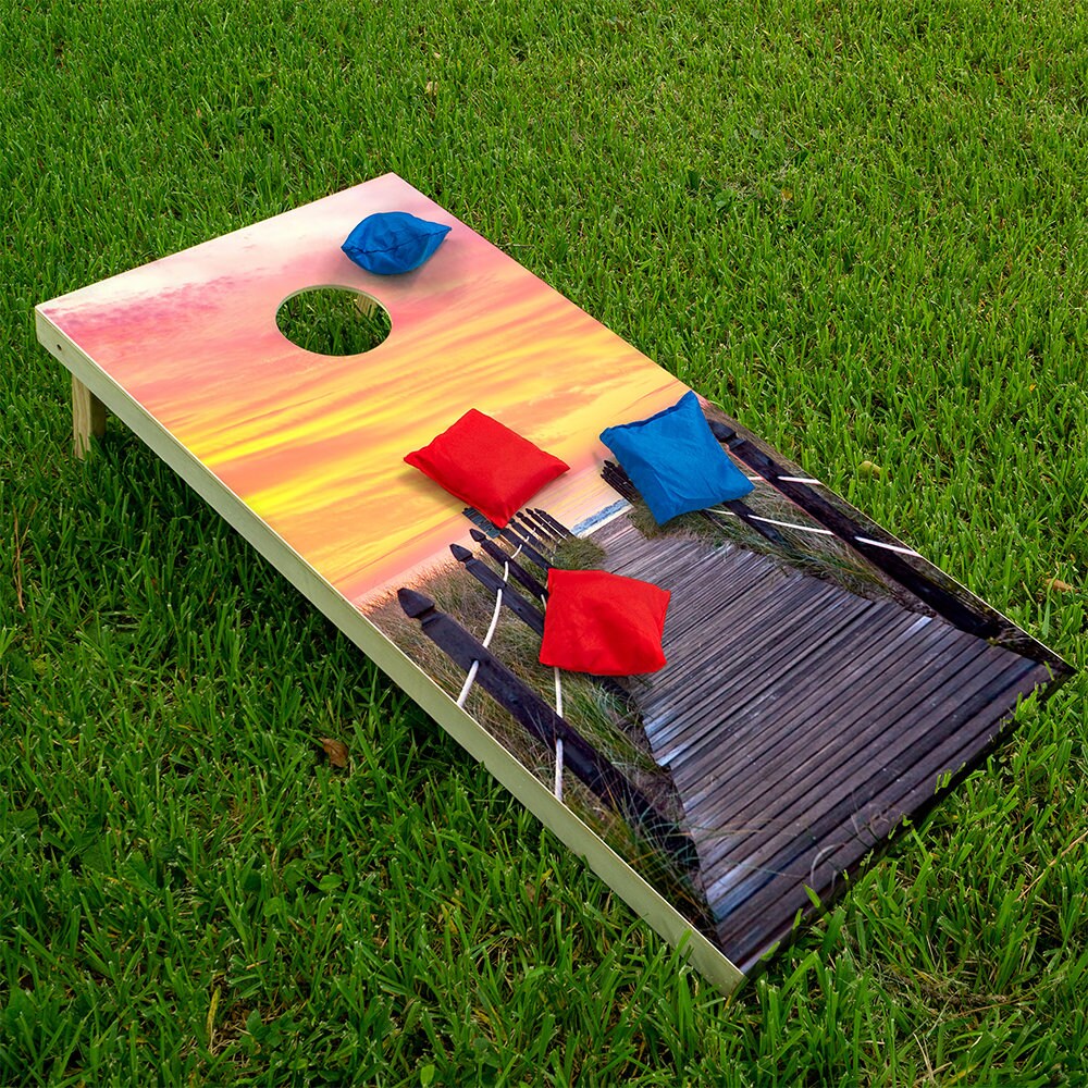 Pier at Sunrise - Cornhole Board Wrap - Set of 2