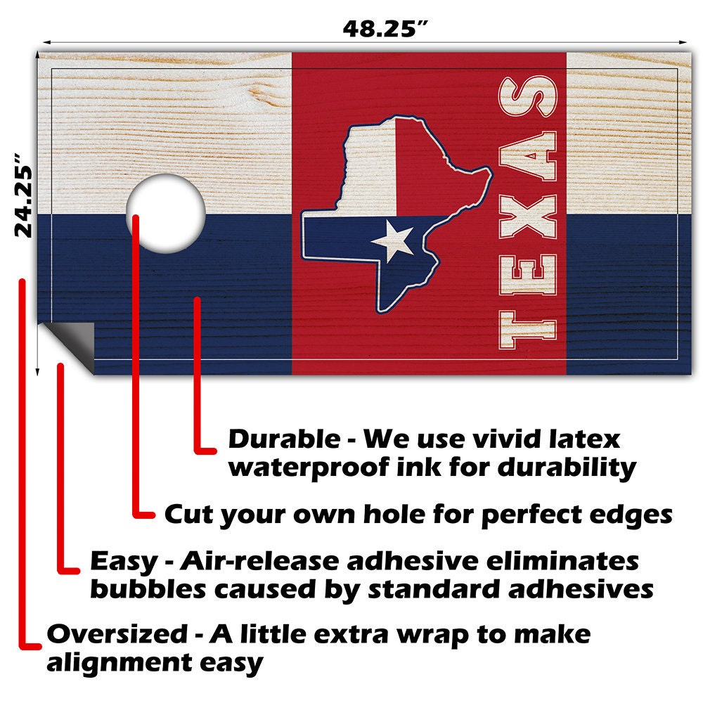 Texas State - Cornhole Board Wrap - Set of 2