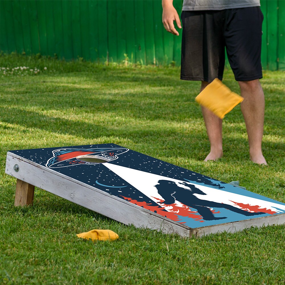 UFO and Big Foot - Cornhole Board Wrap - Set of 2