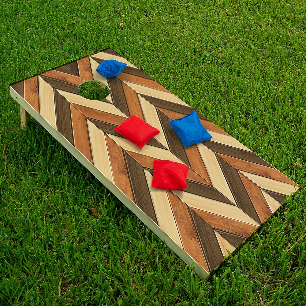 Wood Chevron - Cornhole Board Wrap - Set of 2