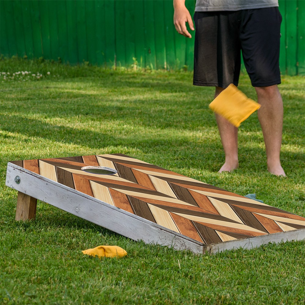 Wood Chevron - Cornhole Board Wrap - Set of 2