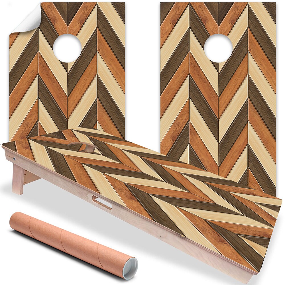 Wood Chevron - Cornhole Board Wrap - Set of 2
