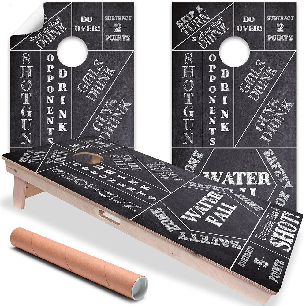 Chalkboard Drinking Game - Cornhole Board Wrap - Set of 2