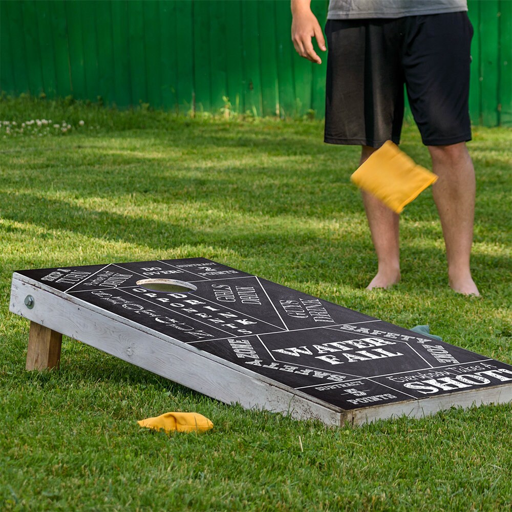 Chalkboard Drinking Game - Cornhole Board Wrap - Set of 2