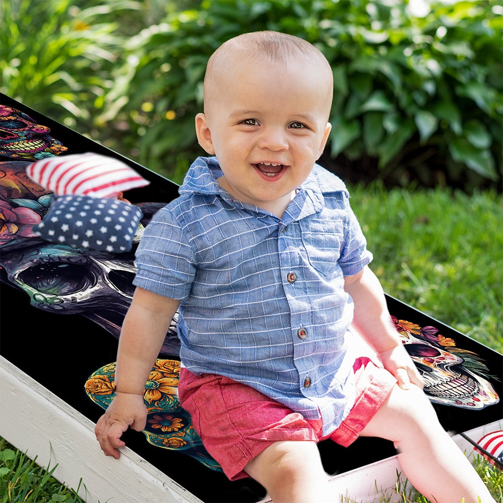 Sugar Skulls - Cornhole Board Wrap - Set of 2