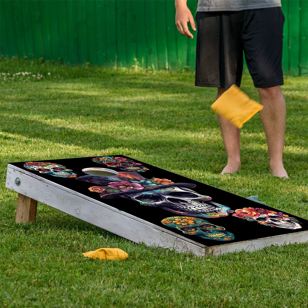Sugar Skulls - Cornhole Board Wrap - Set of 2