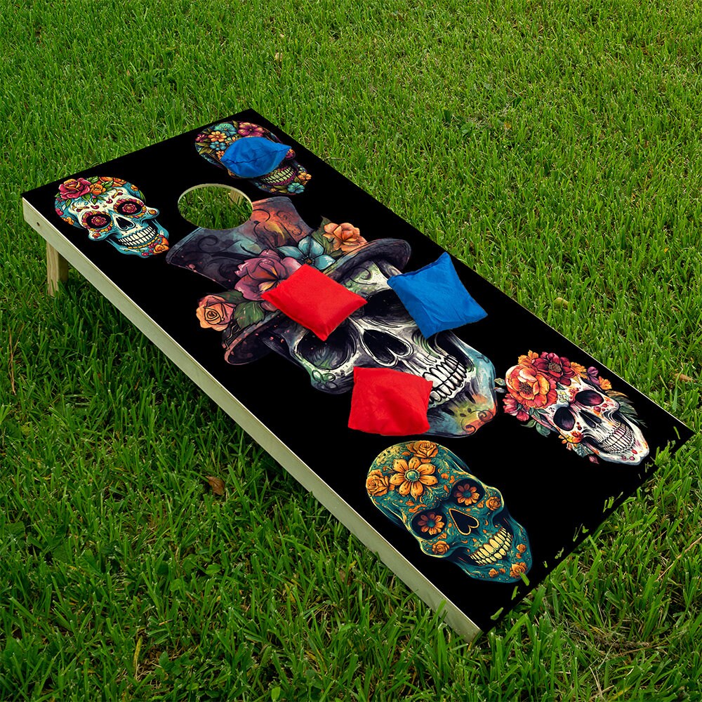 Sugar Skulls - Cornhole Board Wrap - Set of 2