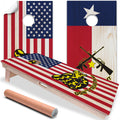 American Flag and Texas - Cornhole Board Wrap - Set of 2