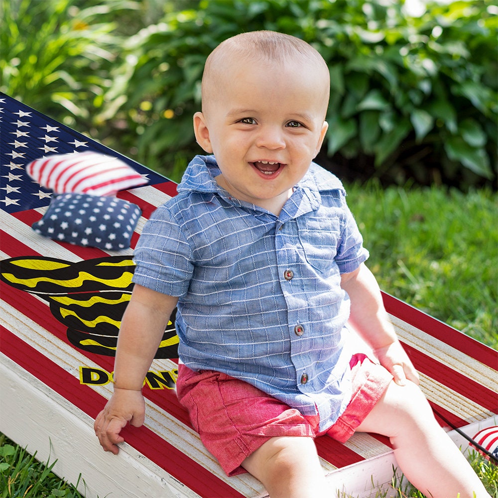 American Flag and Texas - Cornhole Board Wrap - Set of 2
