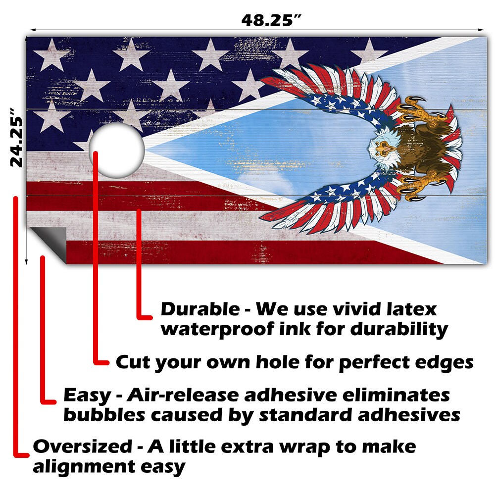 USA American Eagle Flag - Cornhole Board Wrap - Set of 2