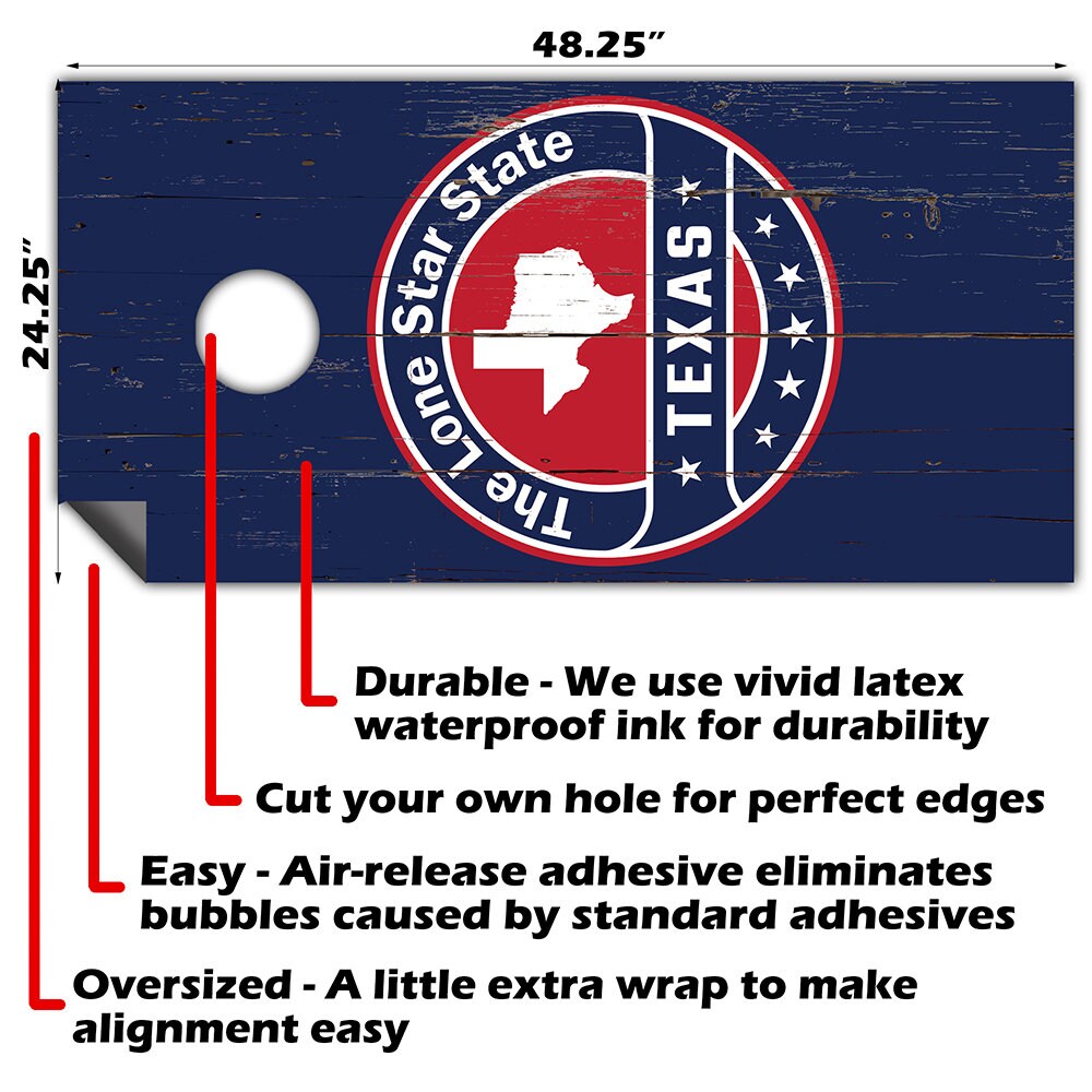 Texas in Dark Blue - Cornhole Board Wrap - Set of 2