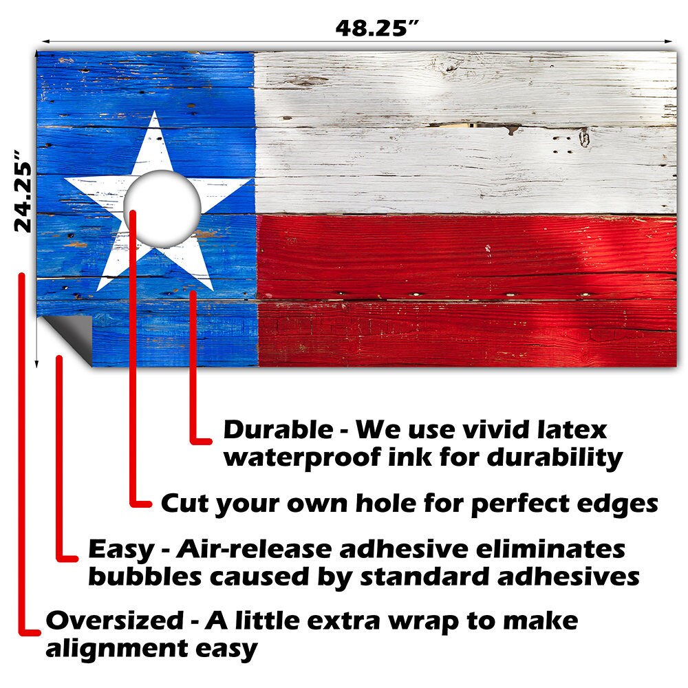 Texas Flag - Cornhole Board Wrap - Set of 2
