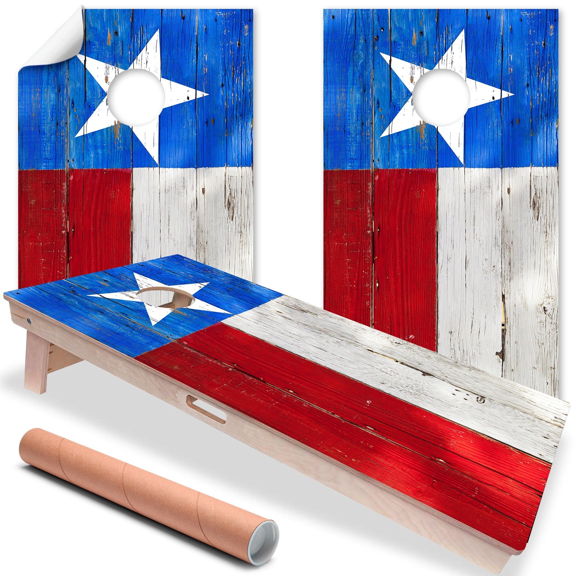 Texas Flag - Cornhole Board Wrap - Set of 2
