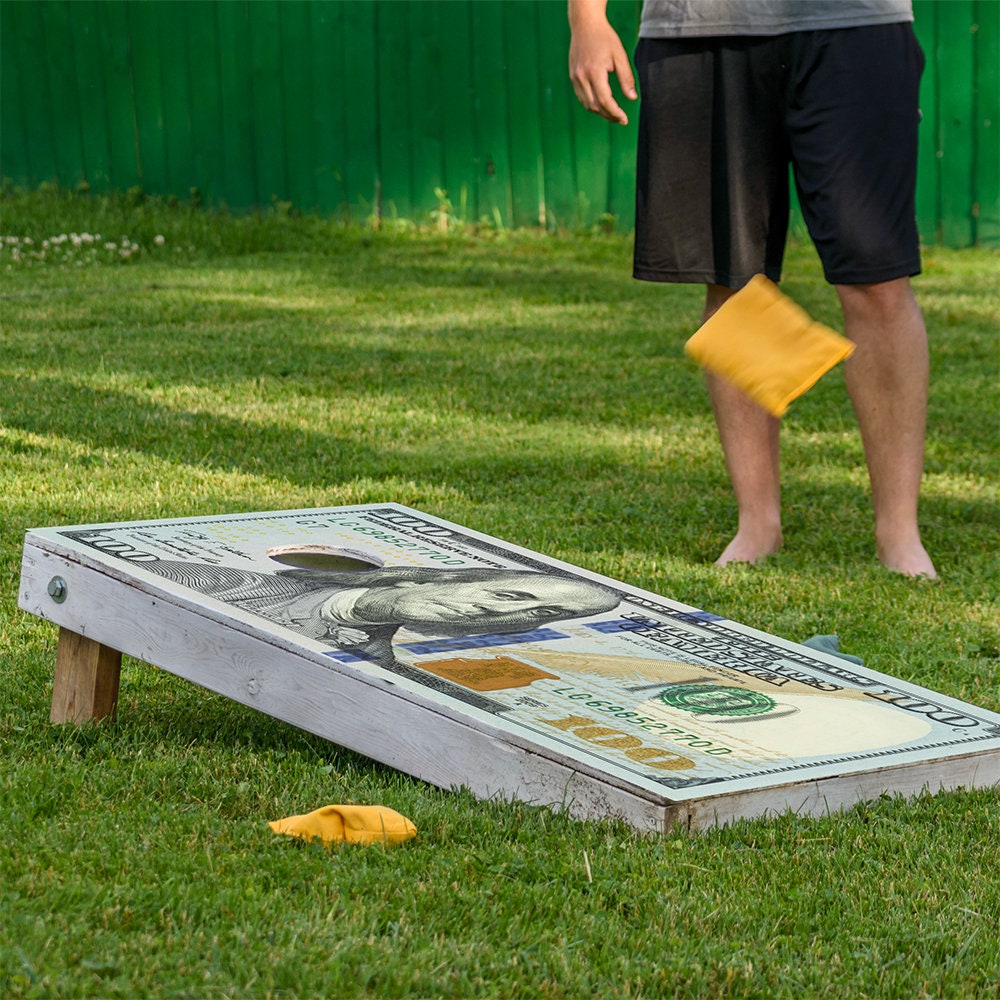 Hundred Dollar Bill - Cornhole Board Wrap - Set of 2