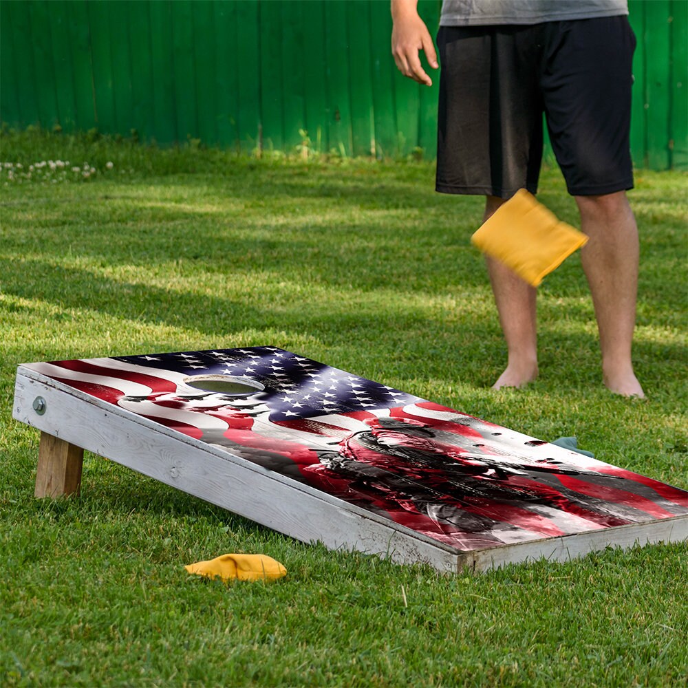 American Flag Military - Cornhole Board Wrap - Set of 2