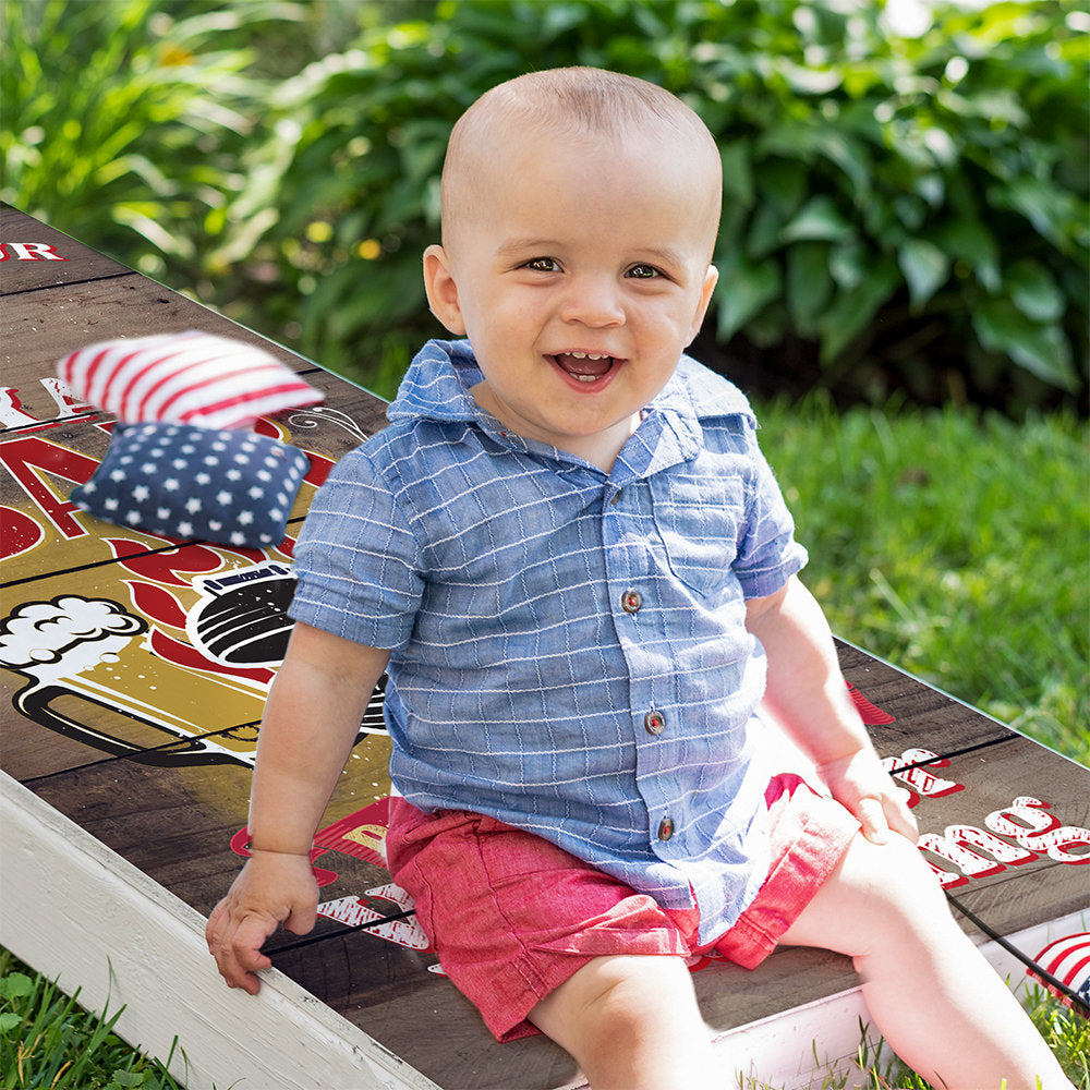 Welcome to our Backyard Bar - Cornhole Board Wrap - Set of 2