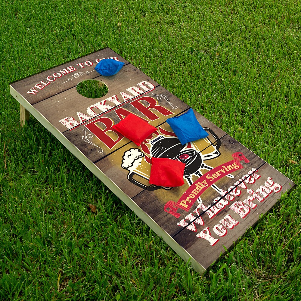 Welcome to our Backyard Bar - Cornhole Board Wrap - Set of 2