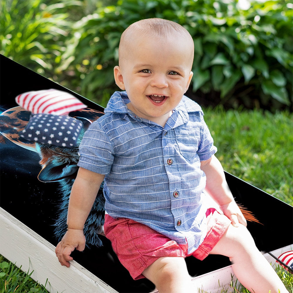 Howling Wolf - Cornhole Board Wrap - Set of 2