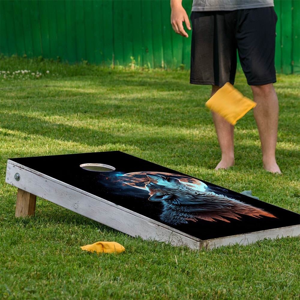 Howling Wolf - Cornhole Board Wrap - Set of 2