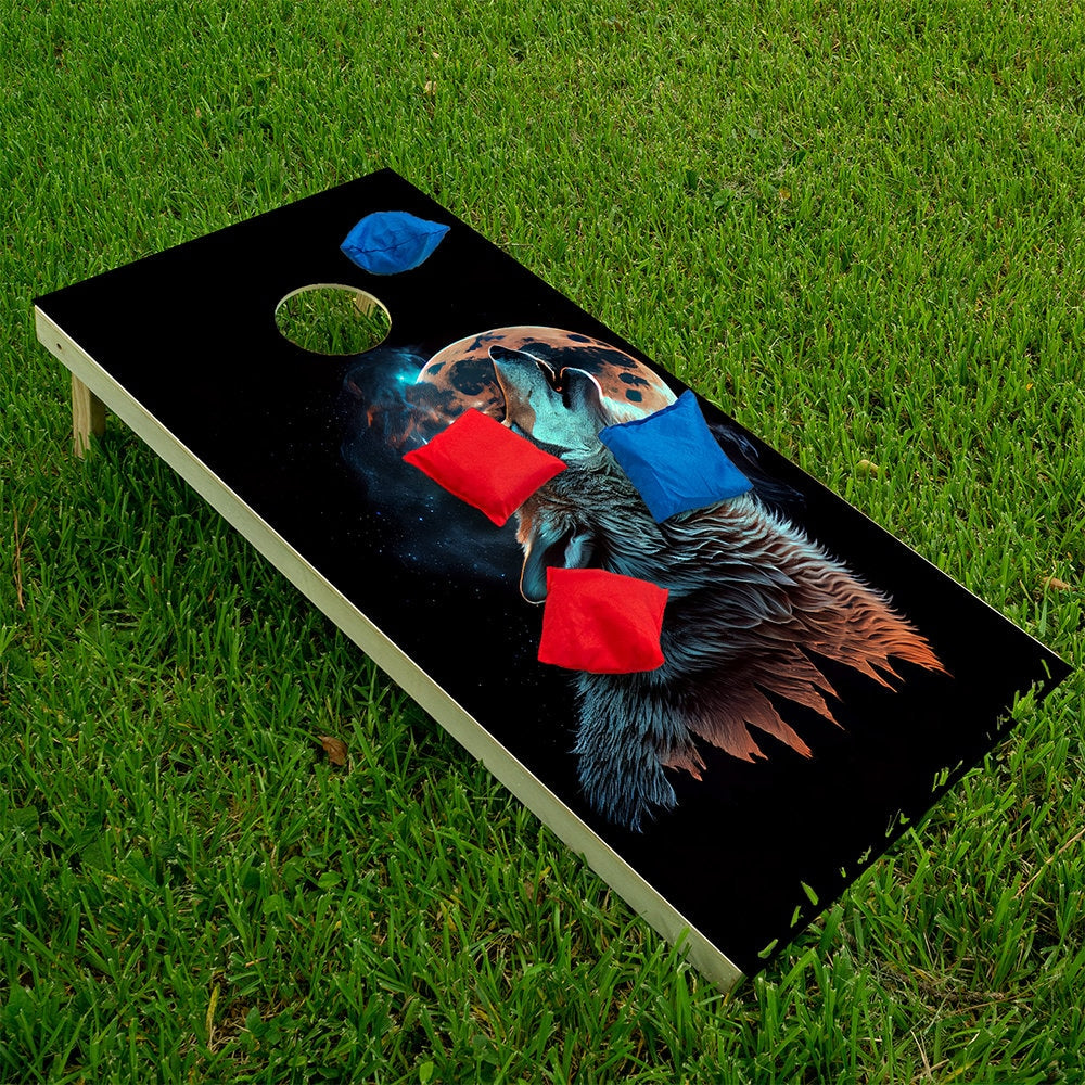 Howling Wolf - Cornhole Board Wrap - Set of 2