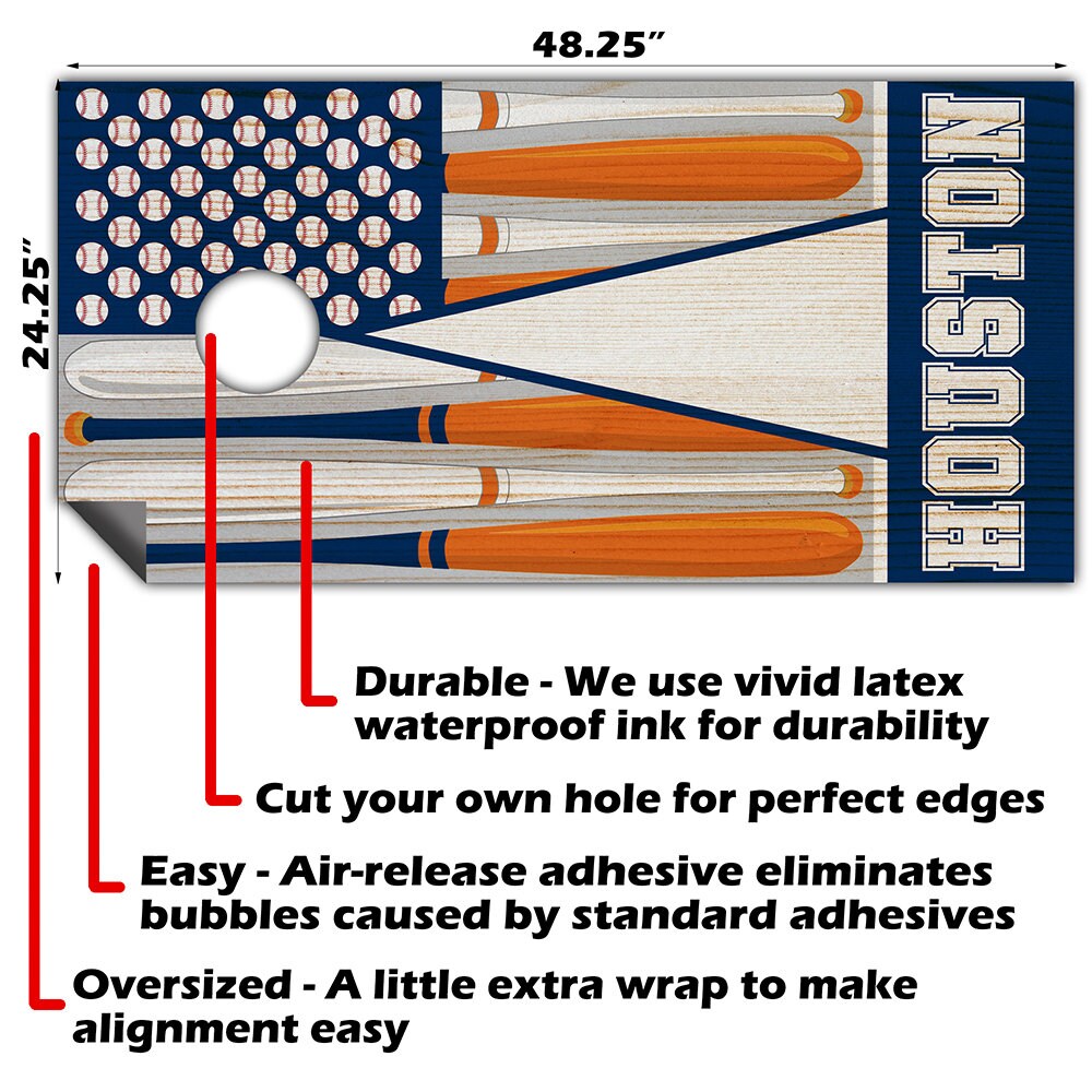 Houston Baseball - Cornhole Board Wrap - Set of 2