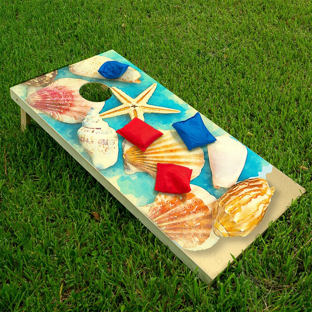 Starfish on Beach - Cornhole Board Wrap - Set of 2