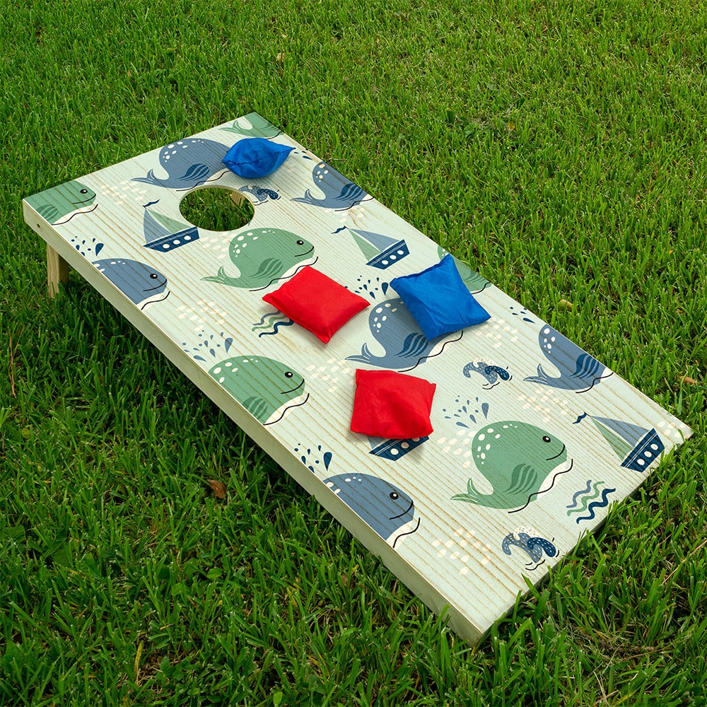 Sea Turtles and Whales - Cornhole Board Wrap - Set of 2
