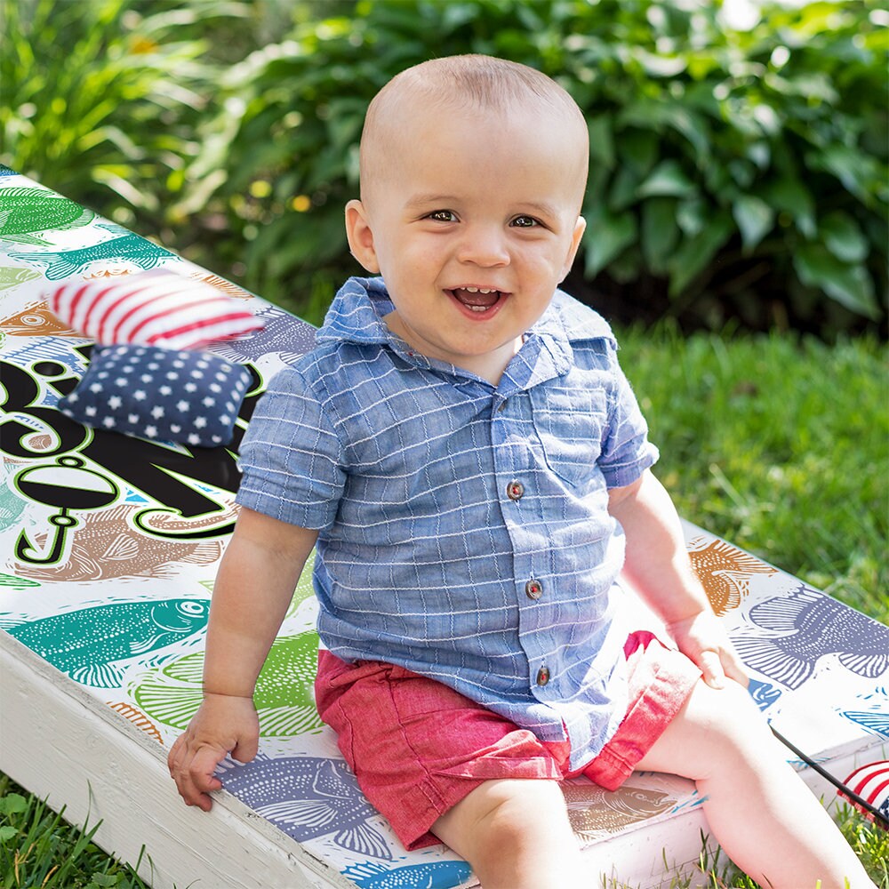 Bite Me Fishing - Cornhole Board Wrap - Set of 2