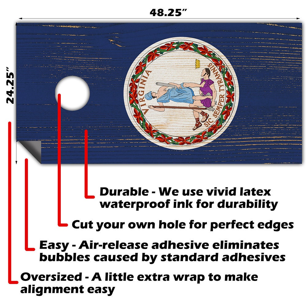 Virginia State - Cornhole Board Wrap - Set of 2