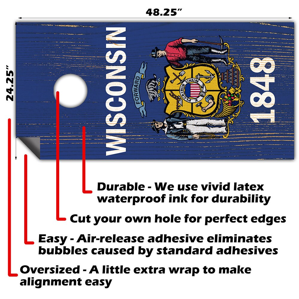 Wisconsin State - Cornhole Board Wrap - Set of 2