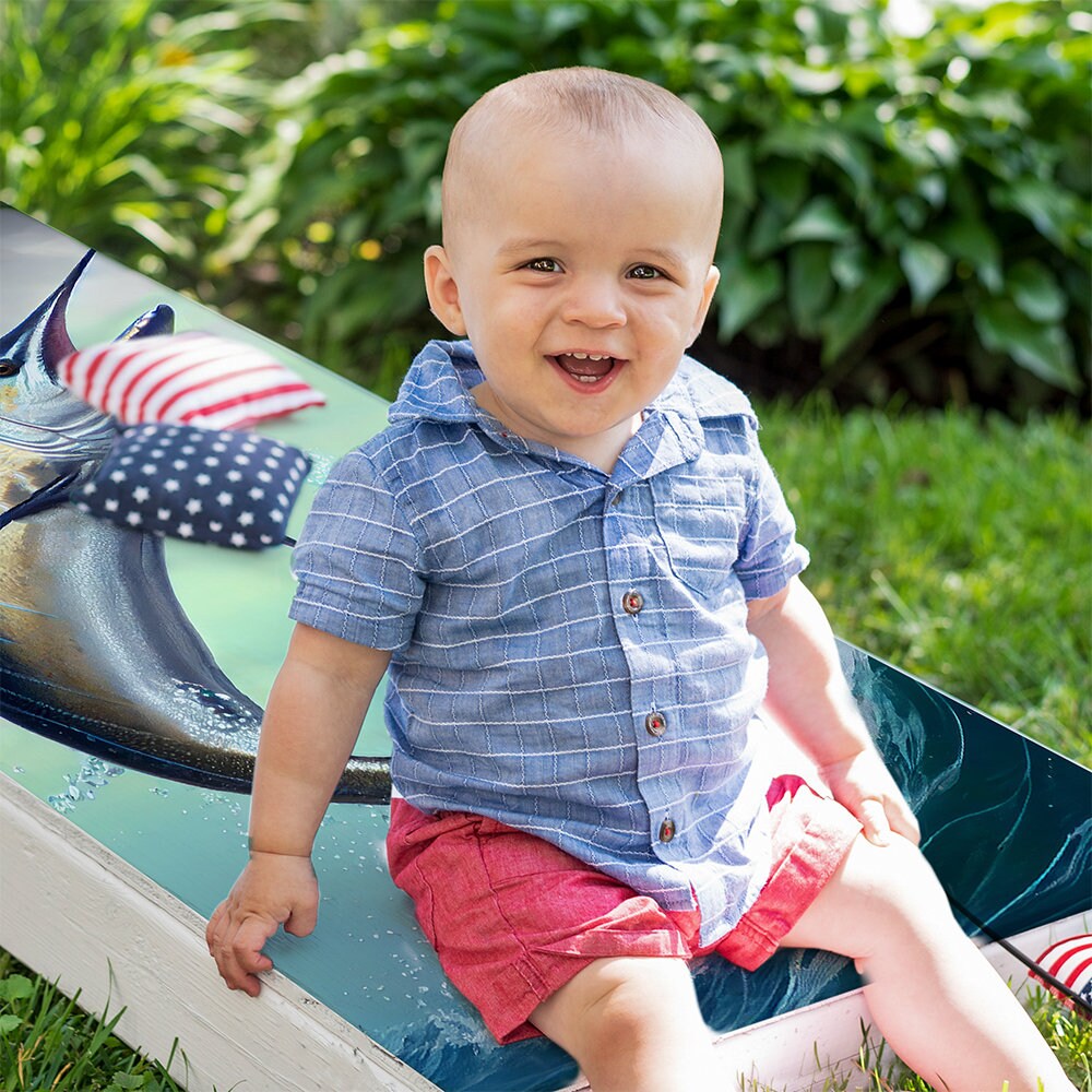 Blue Marlin - Cornhole Board Wrap - Set of 2